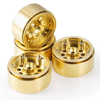 4PCS/1set Brass 1.3" RC beadlock Wheels Rims 228g for 1/18th TRX4M 1/24th AXIAL SCX24 RC Crawler Car Upgrade Parts (Gold)