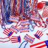 Aurelema 100 Pcs 250th Anniversary 4th of July Beads Necklaces Bulk - Patriotic Red White Blue Metallic Beads with 250 Design for Independence Day Parade Party Favors Decorations Accessories 2026 view 2
