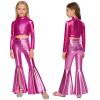 YiZYiF Girls' Sequin Dance Clothes Hip Hop Jazz Modern Dancing Outfits Set Theme Party Dancewear Recital Costumes Hot Pink 14 Years view 1