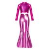 YiZYiF Girls' Sequin Dance Clothes Hip Hop Jazz Modern Dancing Outfits Set Theme Party Dancewear Recital Costumes Hot Pink 14 Years view 2