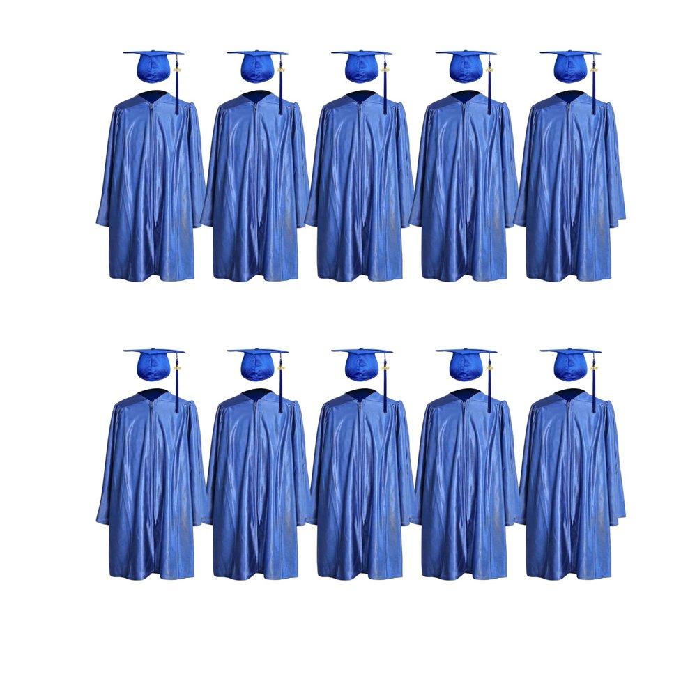 goprety 10 Set Kindergarten Graduation Cap and Gown 2026, Shiny Preschool Graduation Gown Cap with Tassel for Kids Ceremony
