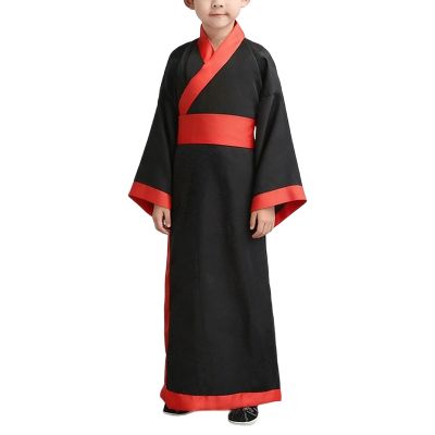 Hanfu for Girls and Boys, Chinese Traditional Ancient Costume, Cross-Collar Kids Hanfu Dress with Waist Belt for Toddler Halloween Cosplay Cultural Party Outfit