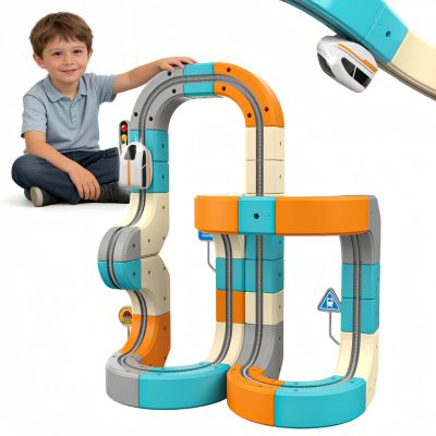 3D Electric Train Set for Kids Magic Gravity Race Track with STEM Learning, Flexible Cubes & Blocks, Toddler Toy with Car, Ideal for Boys & Girls Aged 3-8 (Advanced (82pcs))