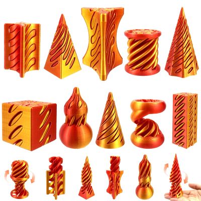 10 Pack 3D Printed Spiral Fidget Toys Set Impossible Magic Passthrough Stress Relief Toy for Anxiety Relaxing,Cuboid,Cylinder,Cone,Cube,Wave,Whirlwind,Pyramid,Gourd,Triangle,Quadrilateral(LR)