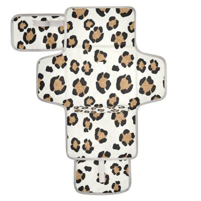 DUOBU Portable Diaper Changing Pad Foldable Baby Changing Mat with Built-in Pillow Waterproof Changing Pad for Newborn Girls Boys Leopard Pattern