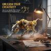 Leopard 3D Metal Puzzles for Adults, 506PCS Stainless Steel DIY Mechanical Metal Model Kits, No Glue Assembly with Movable Joints, Challenging Metal Building Kit Desk Decor Gift(Gold-Leopard) view 4
