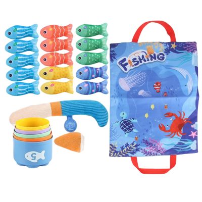 Cheerful Fishing Set - Preschool Cloth Catching Game, Educational Stacking Cup Support, Shape Sorting Bond Control, Tool Activity Design, Play Aid for Children, School, Fun