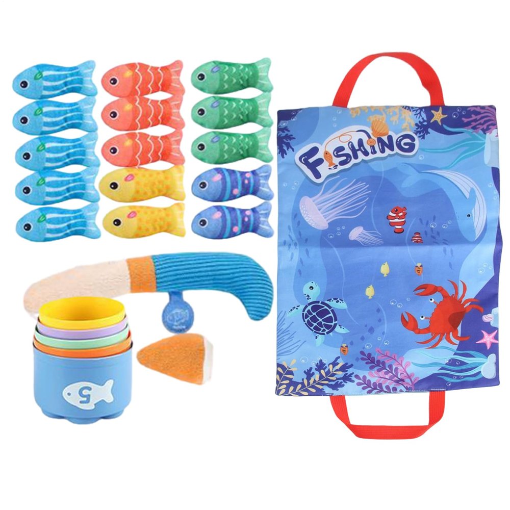 Cheerful Fishing Set - Preschool Cloth Catching Game, Educational Stacking Cup Support, Shape Sorting Bond Control, Tool Activity Design, Play Aid for Children, School, Fun