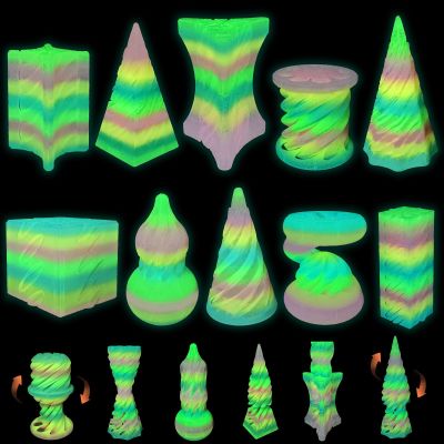 10 Pack 3D Printed Spiral Fidget Toys Set Impossible Magic Passthrough Stress Relief Toy for Anxiety Relaxing,Cuboid,Cylinder,Cone,Cube,Wave,Whirlwind,Pyramid,Gourd,Triangle,Quadrilateral(CGR)