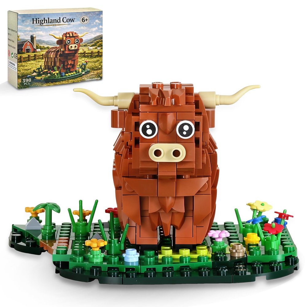 IFAYMOC Highland Cow Building Set, 398 Pcs Farm Animal Brick Kit for Adults, Highland Cow Model Building Kit, Farmhouse Decor Collectible, Gift for Birthday, Valentines Day, Mothers Day