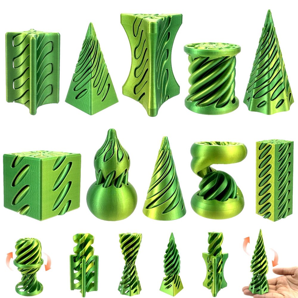 10 Pack 3D Printed Spiral Fidget Toys Set Impossible Magic Passthrough Stress Relief Toy for Anxiety Relaxing,Cuboid,Cylinder,Cone,Cube,Wave,Whirlwind,Pyramid,Gourd,Triangle,Quadrilateral(LYG)