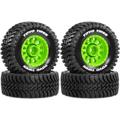 STMU 1/16 1/14 RC Short Course Truck Tires and Wheels 12mm Hex RC Truck Tires For 1/14 1/16 ARRMA Mojave GROM 223S 4x4 RTR MJX 14211 JJRC Q130c HBX 3100 (Green)