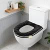 Vestamore Plaid Plush Toilet Seat Cover, Warm Zipper Toilet Seat Cover, Soft Flannel Padded For Winter, Washable Grey Bathroom Toilet Seat Cover view 4