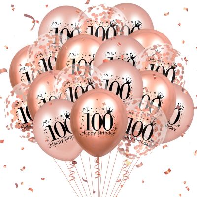 100th Birthday Balloons 18 Pcs Rose Gold Happy 100th Birthday Latex Balloons Confetti Balloons Rose Gold 100th Birthday Party Decorations for Women Men 100th Birthday Anniversary Decor Supplies12 inch