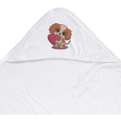 Azeeda 'Cavalier King Charles Spaniel Puppy Heart' Baby Hooded Towel (HT00041264)