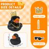 Glitter Rubber Ducks Black with Gold Crown, Sunglasses & Necklace - Fashionable Mini Rubber Duckies for Desk Decor view 2