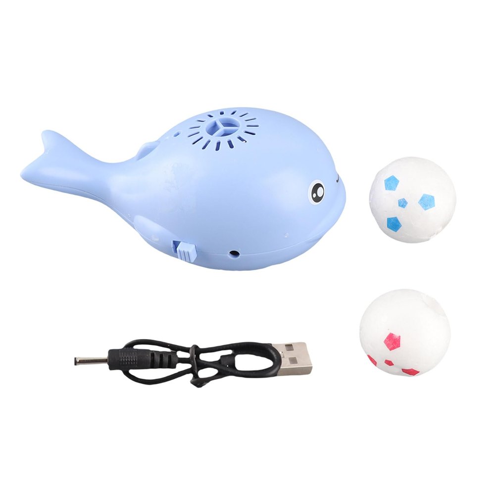 Electric Whale Floating Ball Toy, Cartoon Style USB Charge Bladeless Safe Electric Blowing Floating Ball Toy for Baby (Blue)
