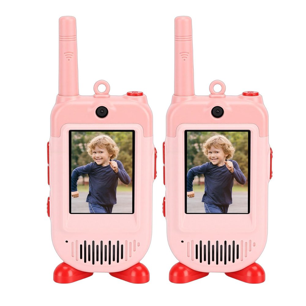 Decumeby Walkie Talkies for Kids, 2 Pack Rechargeable Video Call Walkie Talkies, Long Range Outside Toys with HD Camera for Indoor Camping Travel (Pink)