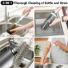 3-in-1 Water Bottle Brushes for Cleaning, 16" Extendable Long Handle Cup Cleaner Scrubber with Hidden Straw Brush for 40oz 55oz Tumblers, Wine Glass, Sports Mugs view 3