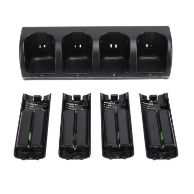 Hamwesh Remote Controller Charger Dock, 4 in 1 Charging Station with 4 Pack 2800mAh Batteries for Game Controllers (Black)