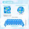 41Pcs Hawaii Party Decorations Blue Cartoon Themed Hawaiian Party Supplies Tropical Luau Theme Paper Plates Napkin Tablecloth,for Kids Birthday BBQ Summer Beach Pool Party Decorations Supplies view 2