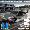 Aka Supaku RC Drift Car,1:24 Scale Remote Control Car, 2.4GHz 20KM/H 4WD High Speed RC Cars for Kids with LED Light, Two Batteries,Drifting Tires,Racing Vehicle Toy for Adults Boys Girls Purple view 4