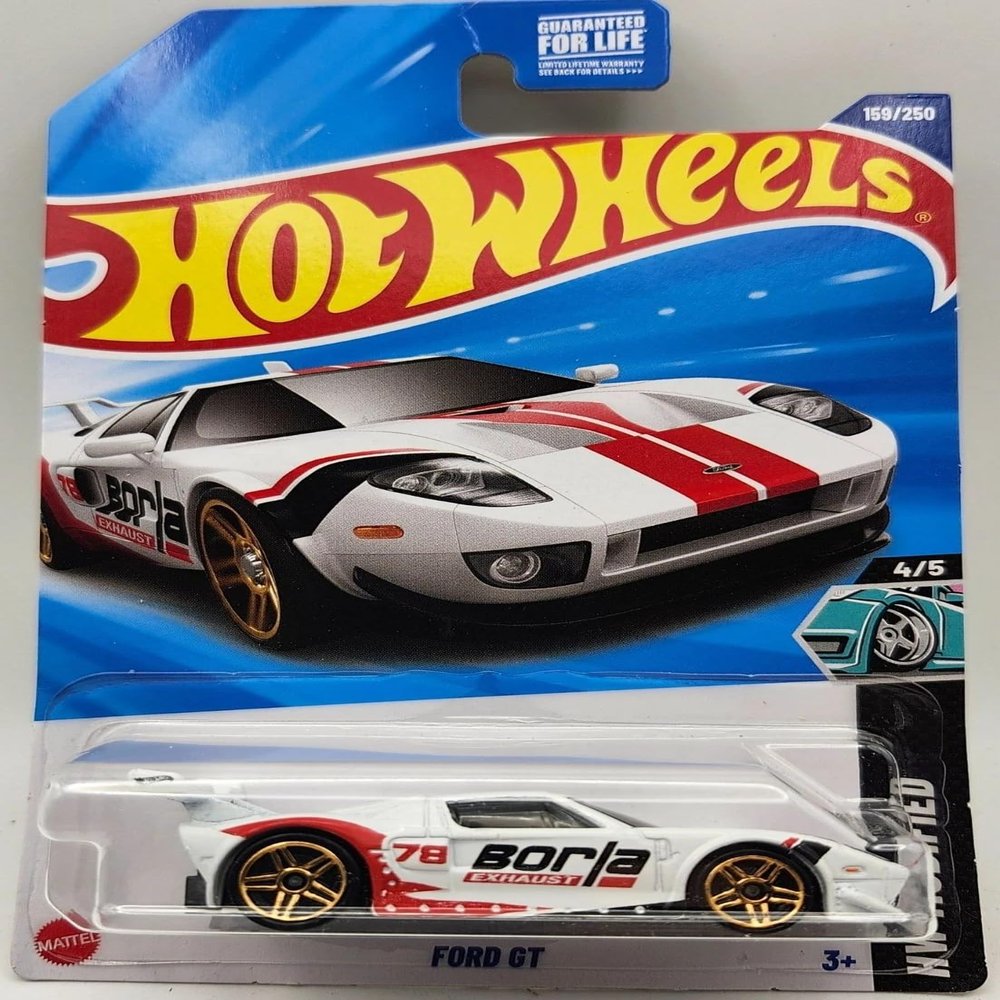 Hot Wheels Ford GT Diecast Toy Car, 59/250 White with Red Stripes, 1:64 Scale, HW Modified Series 4/5