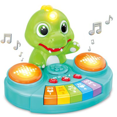 DPDos Dinosaur Baby Piano Toy with Animal Sounds, Light Up Educational Keyboard, Interactive Musical Toys for Babies 6-12 Months and Toddlers