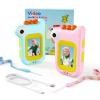 Dinosaur Video Walkie Talkies for Kids with 6 Voice Effects, Upgraded Front and Rear Cameras, Toys Christmas Birthday Gifts for Age 3-12 Year Old Girls Boys(Blue/Pink) view 1