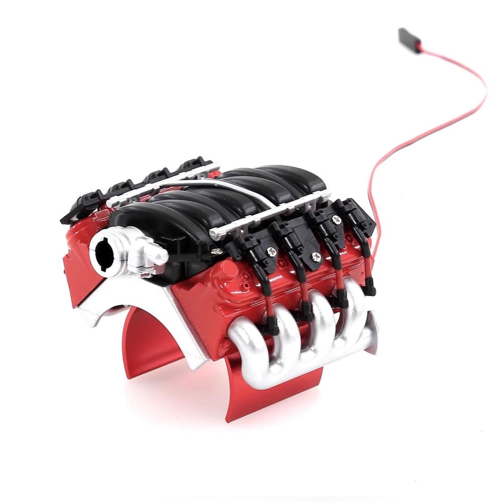 Chanjorlin 1/10 RC Simulate V8 Engine Radiator Cover with Heatsink RC Motor Cooling Fans Accessories Compatible with 1:10 Scale Crawler Car Traxxas TRX4 TRX6 Axial SCX10 D90 90047 Upgrade Parts