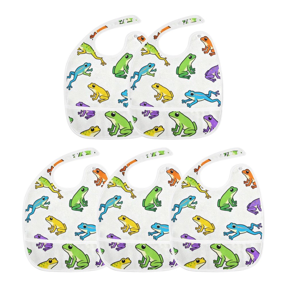 Baby Girls Bibs with Snaps with Button Snap Absorbent 1 Pack Baby Bibs and Burp Bibs for Teething Vibrant Frogs Pattern
