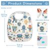 Baby Boys Muslin Baby Bibs with Button Snap Adjustable 2 Pack Burp Cloths and Bibs Travel with Baby Cartoon Building Blocks Robots Beige view 2
