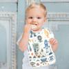 Baby Boys Muslin Baby Bibs with Button Snap Adjustable 2 Pack Burp Cloths and Bibs Travel with Baby Cartoon Building Blocks Robots Beige view 4