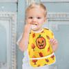 Months Baby Feeding Bibs with Button Adjustable 1 Pack Bandanas Drooling Baby Must Haves Autumn Retro Pixel Yellow view 4