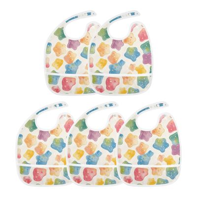Baby Girl Newborns Bibs with Snaps with Button Snap Absorbent 2 Pack Bibs and Burp Cloths Travel with Baby Watercolor Stars Gummy Candy Sweet