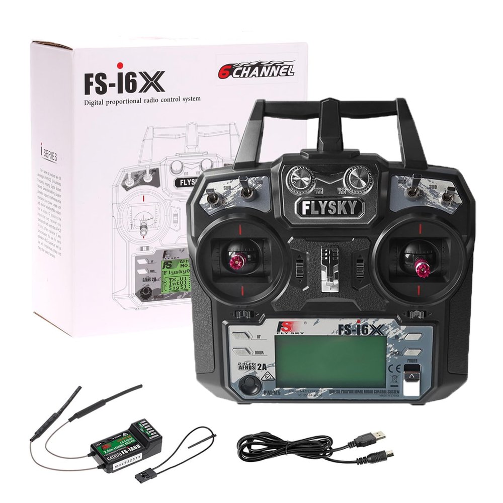 Hylukon Flysky FS-i6X 2.4GHz 10CH AFHDS 2A RC Transmitter with FS-iA6B Receiver for RC Drone Airplane Helicopter
