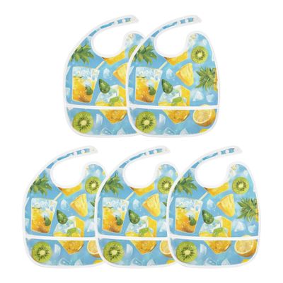Baby Boys Feeding Bibs with Snap Absorbent 2 Pack Bibs and Burp Cloths Baby Spit Throw Up Watercolor Soda with Fruits Pineapples