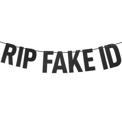 21st Birthday Decorations for Him Pre Strung Rip Fake Id Banner-21st Birthday Glitter Banner, Black Glitter Funny Backdrop Decorations 21 Year Old Party Decoration Supplies Sign Gifts for Men Women