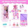 Ecore Fun 12 Inch Baby Doll with Outfit, Sleeping Bag,Pacifier, Bottle, Diaper & Care Set, Realistic Pretend Play Doll Accessories for Kids 3+ view 2