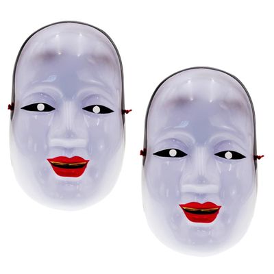 ARTIBETTER Japanese Traditional Performance Masks 2pcs Set, Prajna Face Masks for Cosplay and Stage Makeup Party Props