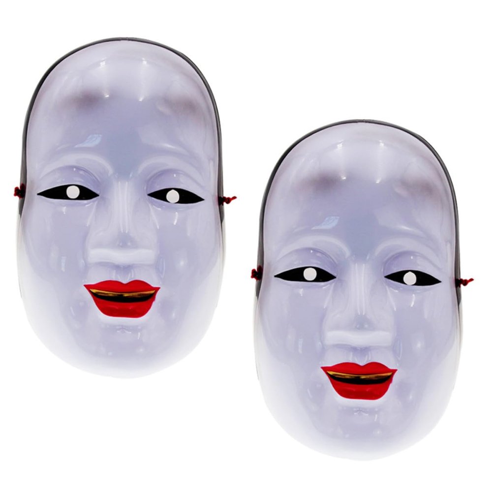 ARTIBETTER Japanese Traditional Performance Masks 2pcs Set, Prajna Face Masks for Cosplay and Stage Makeup Party Props