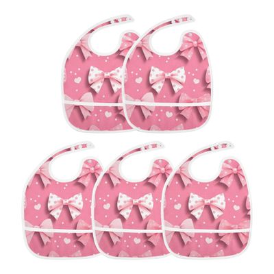 Baby Girl Newborns Bibs with Snaps with Button Snap Cotton 1 Pack Baby Bibs and Burp Baby Must Haves Cartoon Pink Bow and Dots
