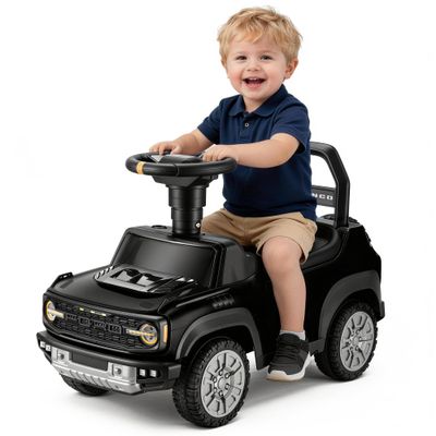 First Ride On Toddler Push Car, Licensed Ford Bronco Raptor Push Around Buggy for Toddlers 1-3 w/Horn, Music and Carrying Handle, Toddler Foot-to-Floor Ride on Car, Sliding Ride-On Toy for Boy (Black)