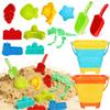 Foldable Beach Bucket and Shovel Set for Kids, 20PCS Sand Toys with Sand Molds (Castle, Dinosaur, Sea Animal) & Mesh Bag, Toddler Collapsible Outdoor Sand Toys for Beach, Sandbox, Pool, Summer Gift view 1