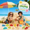 Foldable Beach Bucket and Shovel Set for Kids, 20PCS Sand Toys with Sand Molds (Castle, Dinosaur, Sea Animal) & Mesh Bag, Toddler Collapsible Outdoor Sand Toys for Beach, Sandbox, Pool, Summer Gift view 2