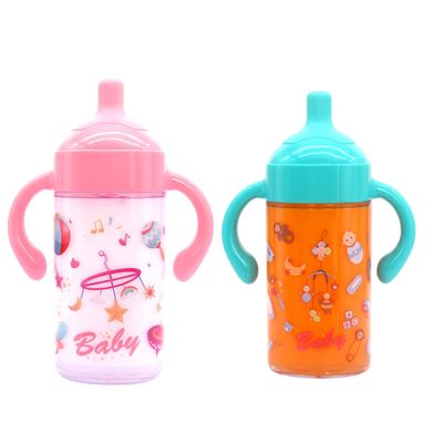 Doll Bottle Set with Disappearing Liquid, 4.2 Inch Orange and Pink Bottles with Handles, 2 Pack Doll Accessories for Kids, Christmas Halloween Birthday Gift