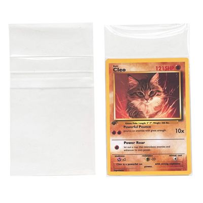 20 Micron Ultra Clear CPP Card Sleeves 64x89mm Flat & Resealable Bags for Trading Cards, Board Games, Collectibles (Resealable Bags (50Pack))