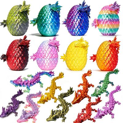 8 Pack 3D Printed Dragon Eggs with Mystery Articulated Dragons Inside, Crystal Flexible Dragon Fidget Toys Set, Cool Surprise Egg Fillers for Kids Teens, Fantasy Desk Decor & Party Favors