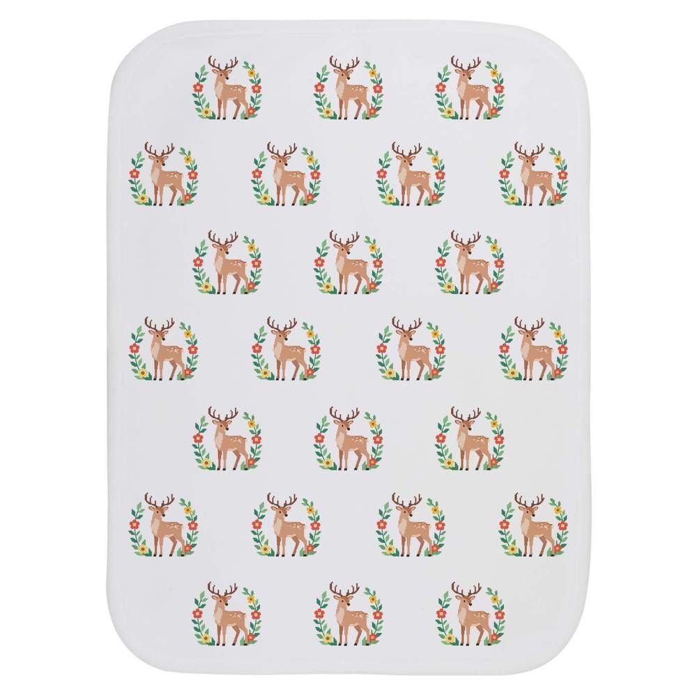 Azeeda 'Pixel Style Deer and Flowers' Baby Burp/Wash Cloth (BC00039212)