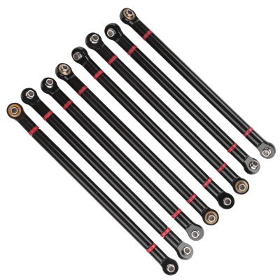 8 Pack Aluminum Alloy Link Rod Kit for Axial SCX10 Crawler Upgraded Metal Pull Rods in Red & Enhanced Durability